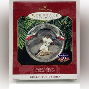New Vtg 1997 Hallmark Keepsake Ornament Jackie Robinson Baseball Heroes RARE HTF